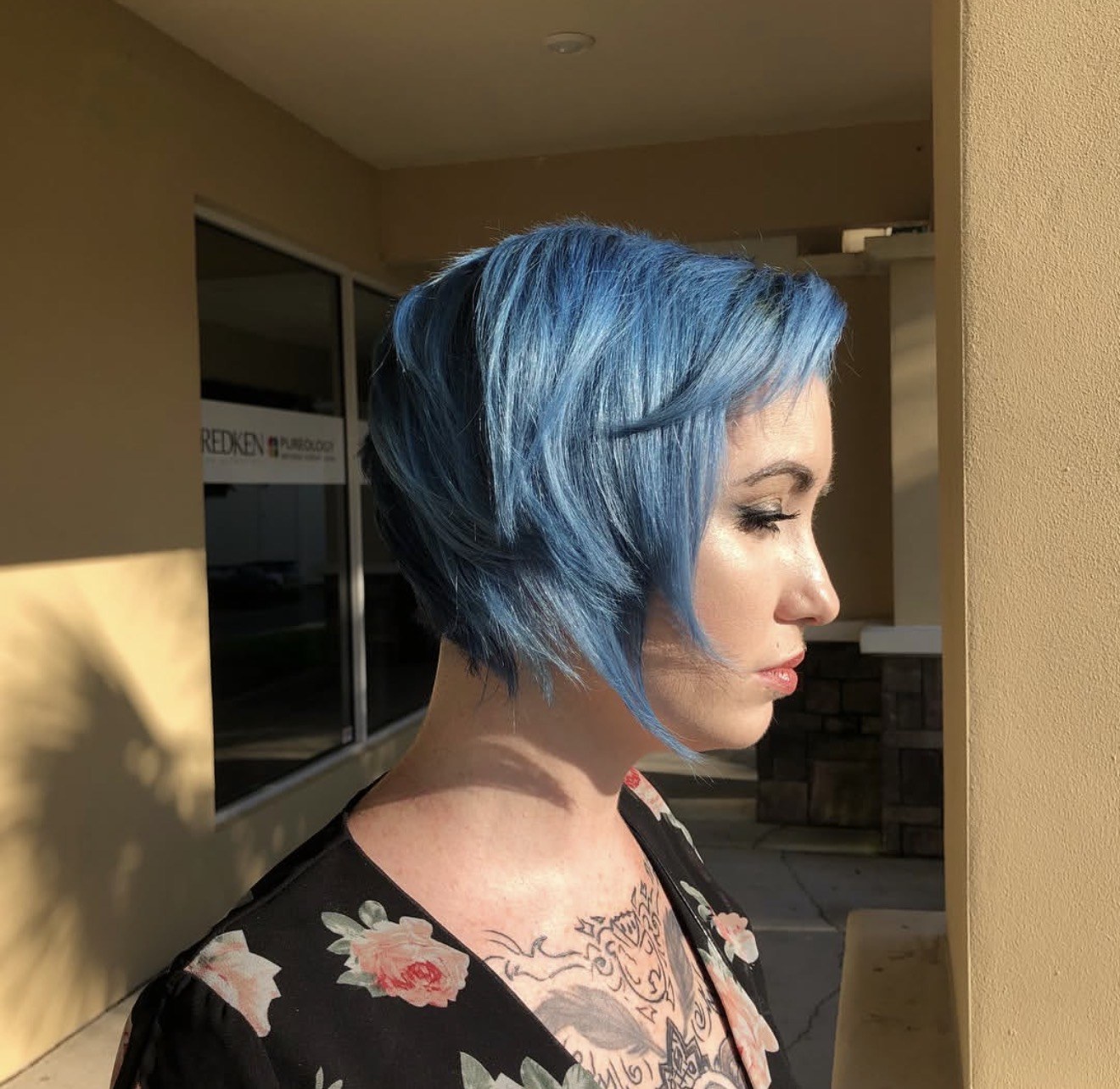 Short blue hairstyle